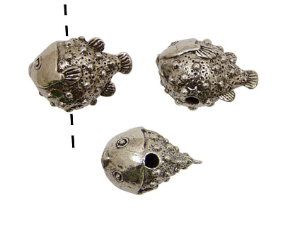 Green Girl Pewter Puffer Fish 15x25mm