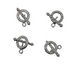 Silver (plated) Multi-Bezel Roped Toggle Clasp 13x17mm, 22x7mm