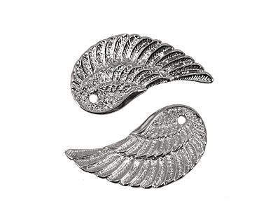Silver (plated) Wing 17x32mm