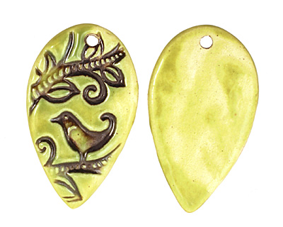 Earthenwood Studio Ceramic Acid Metal Swirly Bird Pendant 42x35mm