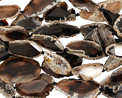 Black Agate Natural Edge Freeform Faceted Slab 38-55x20-30mm