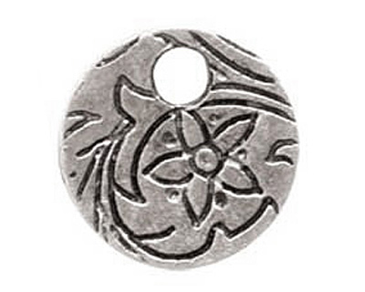 Nunn Design Antique Silver (plated) Mini Circle Flower Tag 12mm
