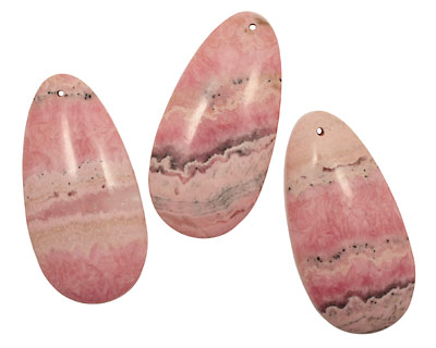 Rhodochrosite (soft pink) Long Drop Pendant 30x60mm