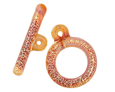 Grace Lampwork Whispering Peach Toggle Clasp 25-26x31-32, 39-40mm bar