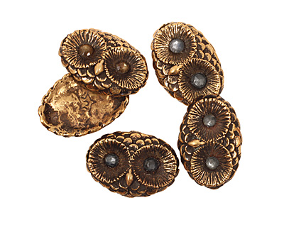 Green Girl Bronze Owl Face (w/ Sapphire Eyes) Link 30x22mm