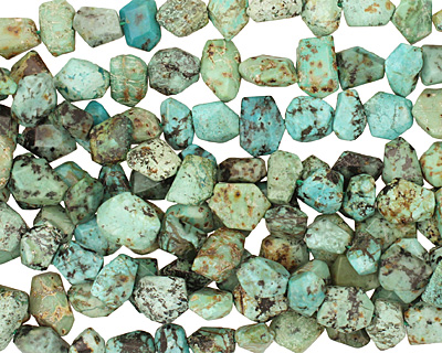 African Turquoise Faceted Nugget 8-11x12-14mm