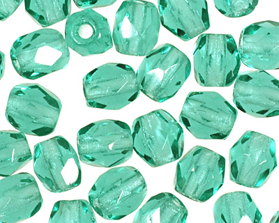 Czech Fire Polished Glass Emerald Round 3mm