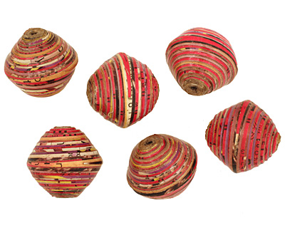 African Paper (red, pink, yellow) Bicone 24-25x26-27mm