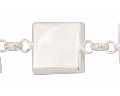 Silver (plated) Square Bezel Link Bracelet 19mm