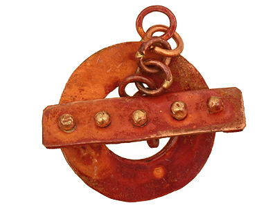 Patricia Healey Copper Round Toggle w/ Bumpy Bar 34x26mm, 33mm bar