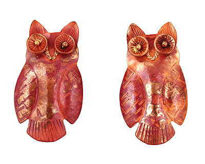Patricia Healey Copper Owl Pendant 30x55mm