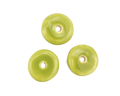 Jangles Ceramic Chartreuse Small Round Disc 15mm