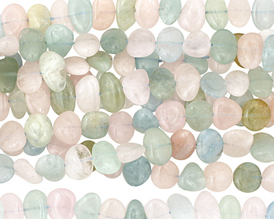 Beryl Morganite Flat Polished Pebble (side drilled) 9-10x10-14mm