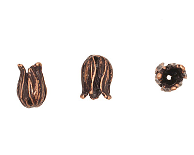 Ezel Findings Antique Copper Small Tulip Bead Cap 13x9mm