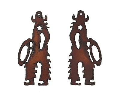 The Lipstick Ranch Rusted Iron Cowboy Pendant 34x76mm