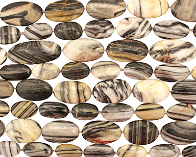 Australian Zebra Jasper Flat Freeform Oval 26-41x15-21mm