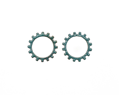 C-Koop Enameled Metal Peacock Blue Open Gear 19mm