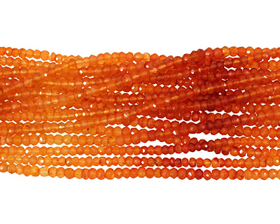 Carnelian (natural-orange) Irregular Faceted Rondelle 4mm