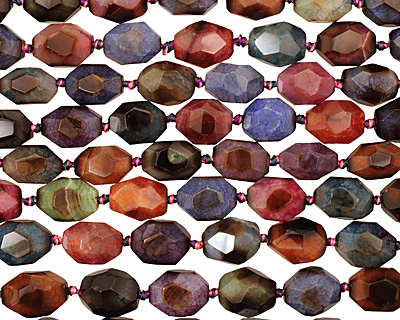 Rainbow Snakeskin Agate Faceted Rice 20-21x14-15mm