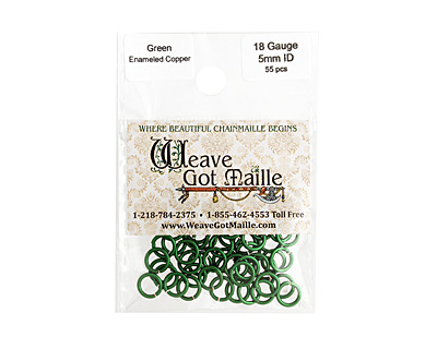 Green Enameled Copper Round Jump Ring 7mm, 18 gauge