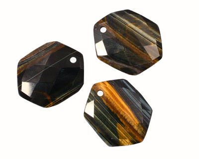 Blue Tiger Eye Faceted Hexagon Pendant 40x48-50mm