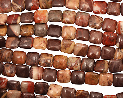 Red Conglomerate Jasper Puff Square 14mm