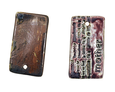Earthenwood Studio Ceramic Amethyst Iron Mother Text Pendant 25x45mm