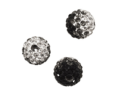 Jet/Crystal Ombre Pave Round 8mm (1.5mm hole)