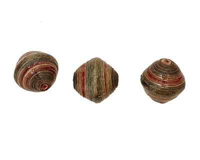African Paper (green, burgundy) Bicone 25x22-23mm
