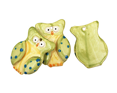 Jangles Ceramic Lime Owl Pendant 35x45mm