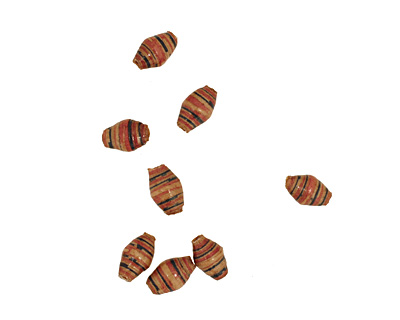 African Paper (tan, terra cotta, forest stripe) Rice 9-10x6mm