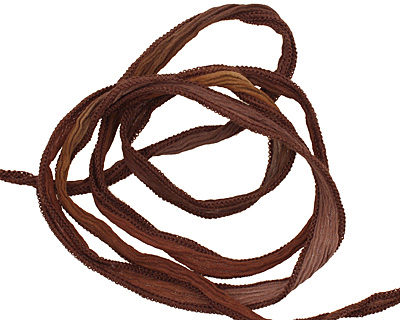 Mixed Brown Blend Hand Dyed 100% Silk Ribbon 1/2