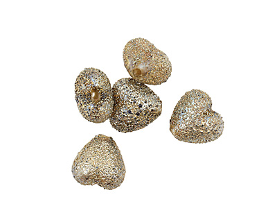 Grace Lampwork Golden Green Metallic Heart 19-20mm
