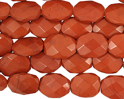 Red Jasper Faceted Irregular Flat Oval 28-29x20-22mm