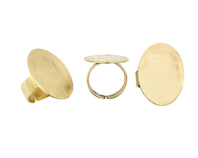 Brass Adjustable Oval Ring 31x23mm