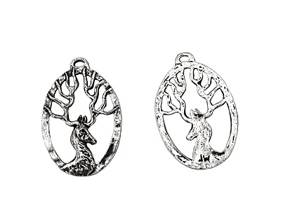 Green Girl Pewter Stag Pendant 24x36mm