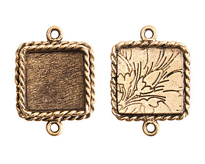 Nunn Design Antique Gold (plated) Mini Ornate Square Bezel Link 24x18mm