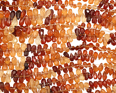 Hessonite Faceted Teardrop Graduated 3-5x6-11mm