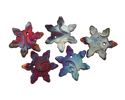 XAZ Raku Rust Snowflake Pendant 40x43mm