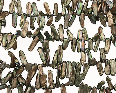 Silver Green Biwa Top-Drilled 6-10x18-28mm