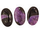 Black & Purple Agate Flat Oval Pendant 35x55mm