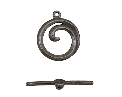Gunmetal Simple Spiral Toggle Clasp 18x16mm, 24mm bar