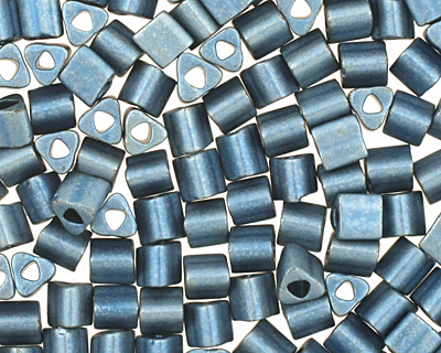 TOHO Higher Metallic Frosted Mediterranean Blue Triangle 11/0 Seed Bead