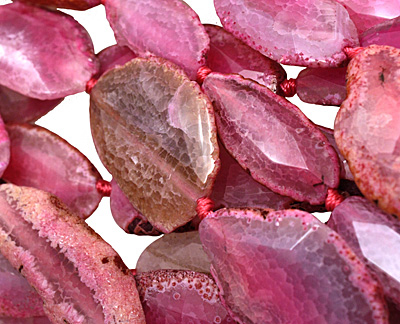 Fuschia Agate Natural Edge Freeform Faceted Slab 41-67x24-30mm