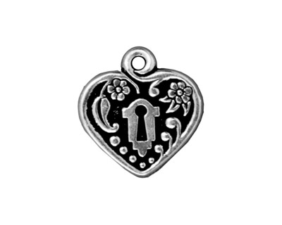 TierraCast Antique Silver (plated) Victorian Heart Frame Pendant 19mm
