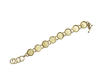 Brass Circle Bezel Link Bracelet 17mm