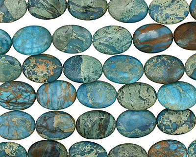 Turquoise Impression Jasper Flat Oval 25x18mm