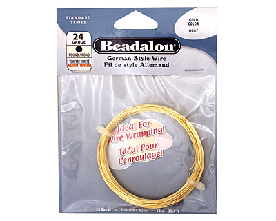 German Style Wire Gold (plated) Round 24 gauge, 12 meters