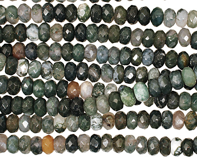 Moss Agate Faceted Rondelle 5x10mm