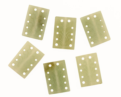 New Jade Floral Carved Rectangle 30x20mm